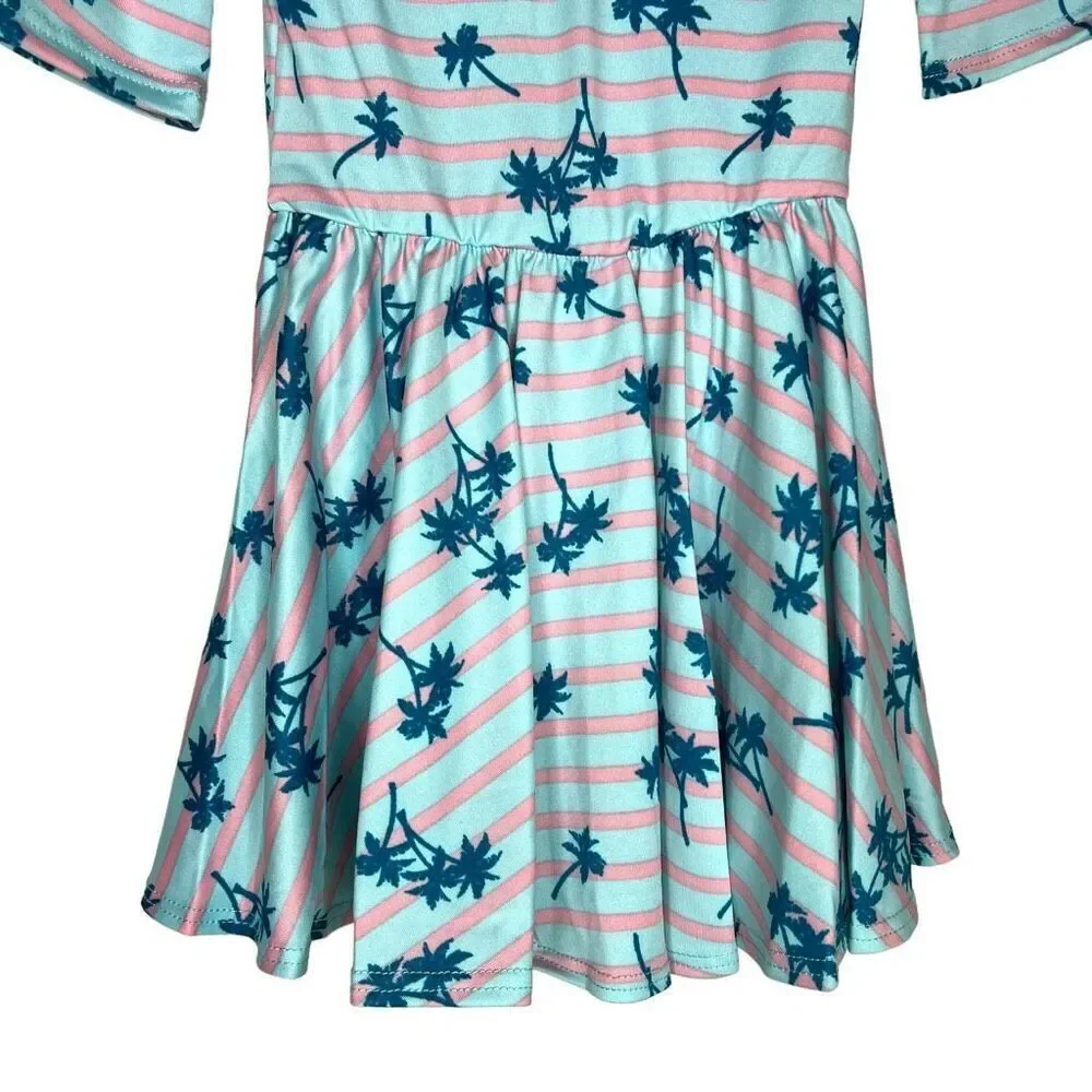NEW Dot Dot Smile Blue Stripe Palm Tree Ballerina Dress 2T